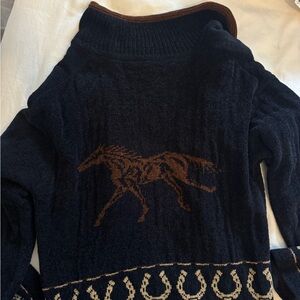 Navy and Brown Horse Cardigan